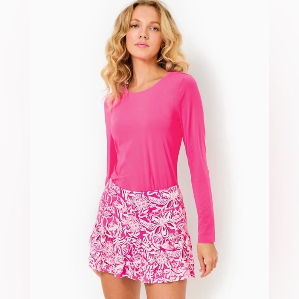 Lilly Pulitzer Aqualina Skort Luxletic PassionFruit Pink Absolutely Flamazing XS